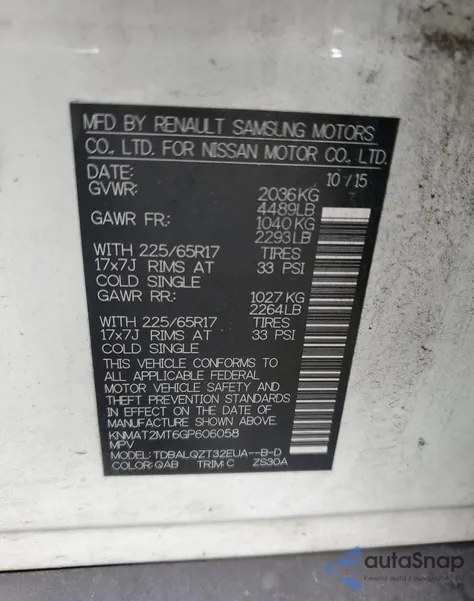 2016 Nissan Rogue S from USA, damaged, VIN KNMAT2MT6GP606058